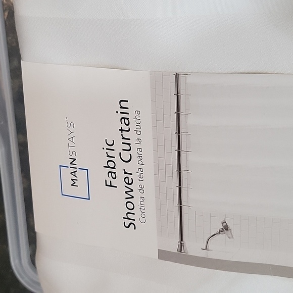 NWT Fabric White Striped  Shower Curtain 72"in x 72" - Picture 2 of 8